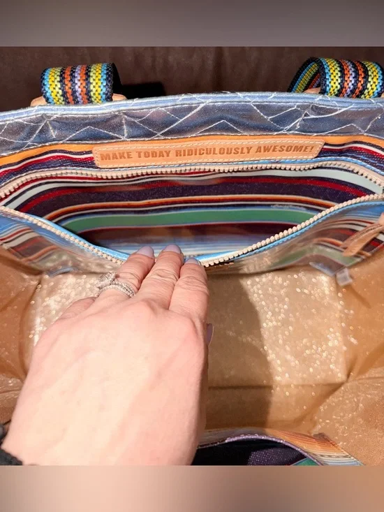 Consuela Silver Quilted Tote with Rainbow Straps - Picture 6 of 14